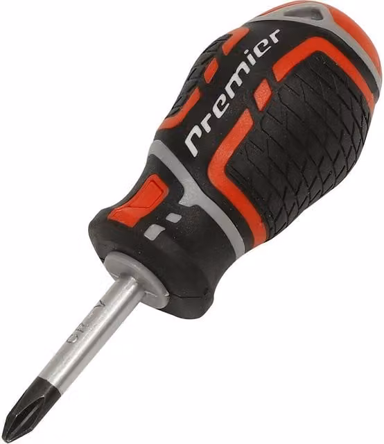 Loops PREMIUM Pozi 2 x 38mm Stubby Screwdriver with Ergonomic Soft Grip and Magnetic Tip in Multicolour