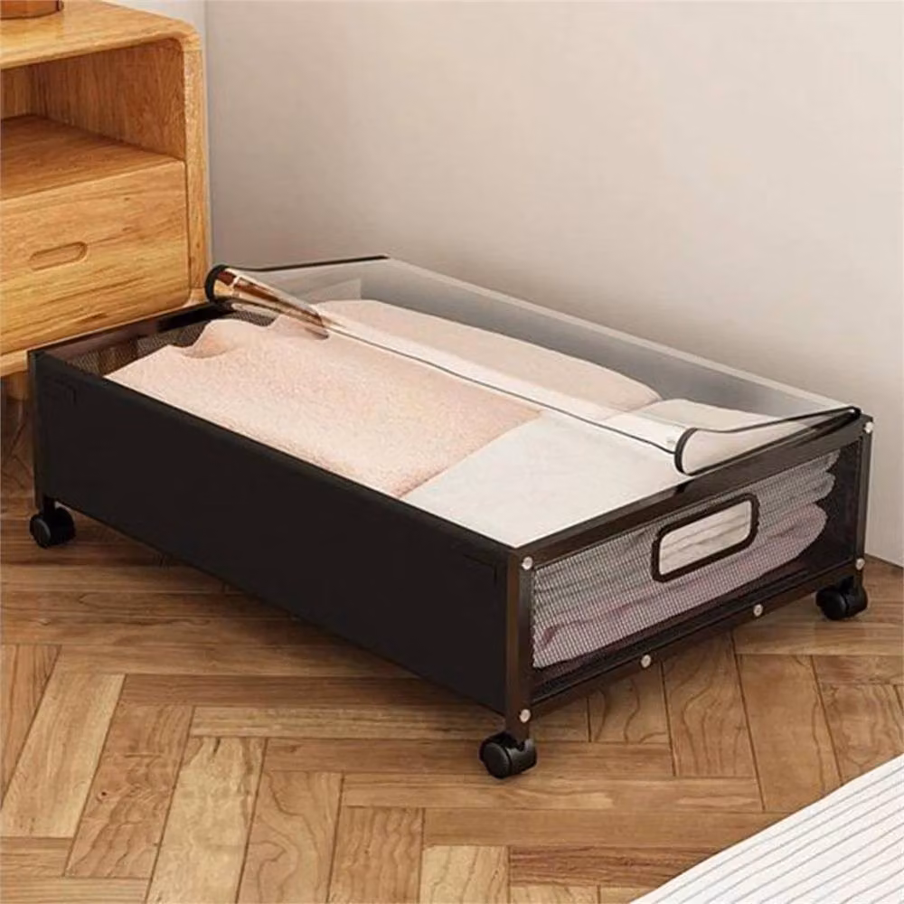 Nordara Underbed Storage Box with Lid and Wheels in Black – 4