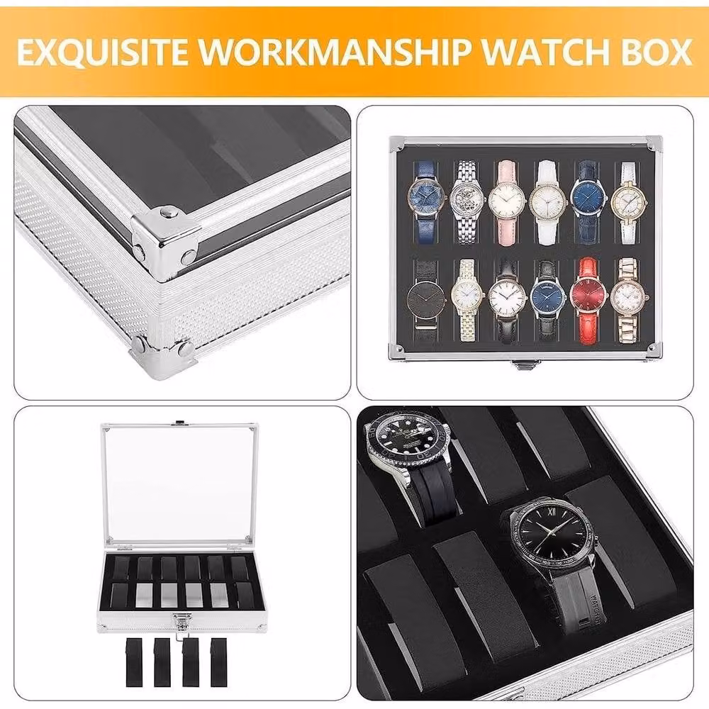 EONLION Silver Watch and Jewellery Display Storage Case Box – 3