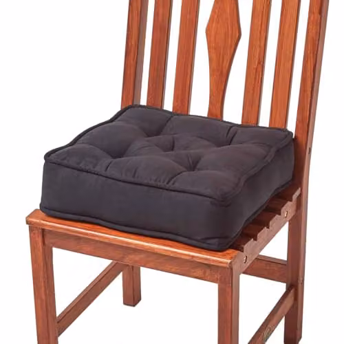 Homescapes Black Faux Suede Dining Chair Booster Cushion, W/D/H: 40 x 40 x 10 cm – 4