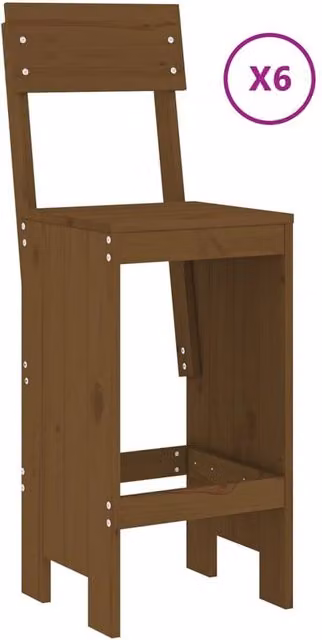 Berkfield Home Beautiful 7 Piece Garden Bar Set in Honey Brown Solid Wood Pine – 1