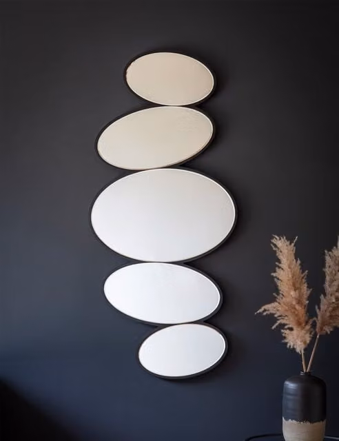Gallery Direct Anderson Pebble Stack Extra Large Modern Organic Wall Mirror in Black