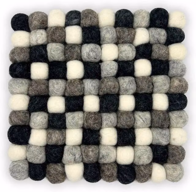 Four Candle Grey Felt Ball Square Placemat