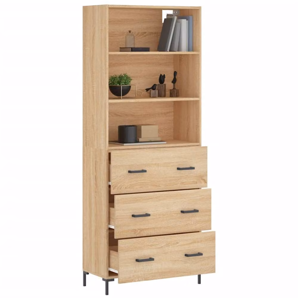 Berkfield Home Sonoma Oak Highboard in Brown, W/D/H: 69.5 x 34 x 180 cm – 2