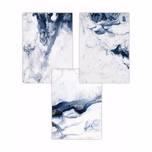 ARTZE Set of 3 Blue Abstract Nature Paper Posters, W: 29.7 cm x H: 42 cm – 2