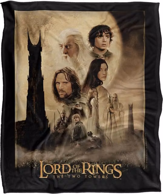 Warner Bros. Lord of the Rings The Two Towers Super Soft Fleece Throw Blanket, Multicolour, W: 91.44 cm x D: 91.44 cm – 6