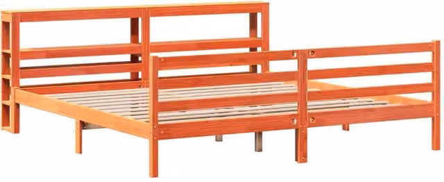 Berkfield Home Sleek Super King Bed Frame in Waxed Brown Solid Pine W/D/H: 180 x 200 cm