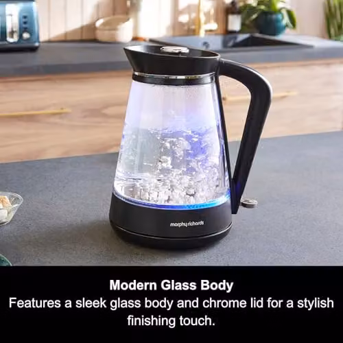 Morphy Richards Glass Jug Kettle, 1.7 l, Transparent with Blue Light Indicator – 2
