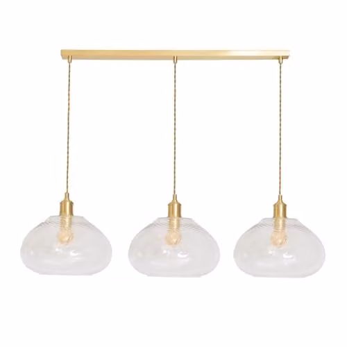 ValueLights Corinne Twill Spiral Glass 3 Drop Brushed Gold Diner Ceiling Pendant Light – 1