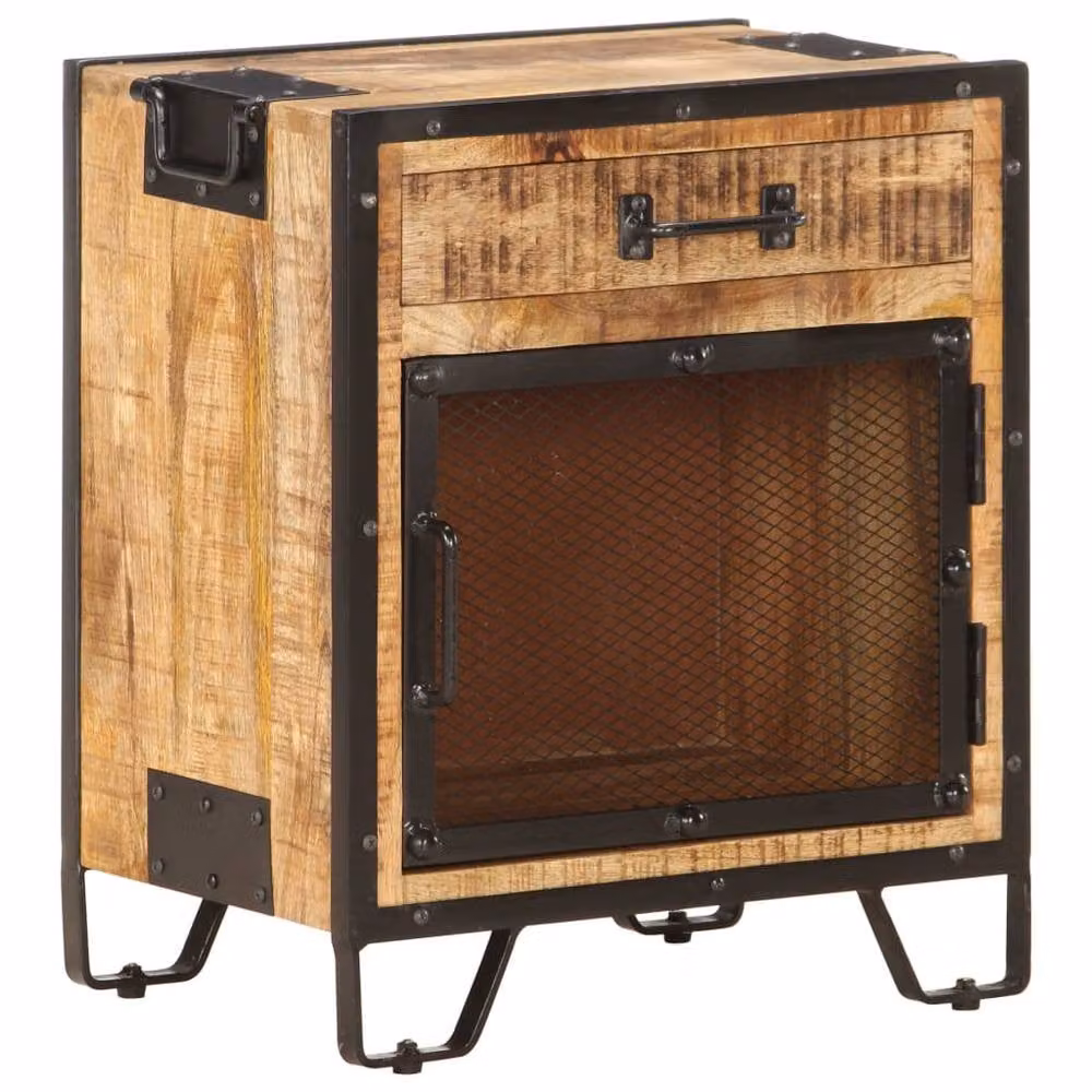 Berkfield Home Beautiful Bedside Cabinet in Brown Solid Mango Wood, W/D/H: 43 x 30 x 51 cm – 2