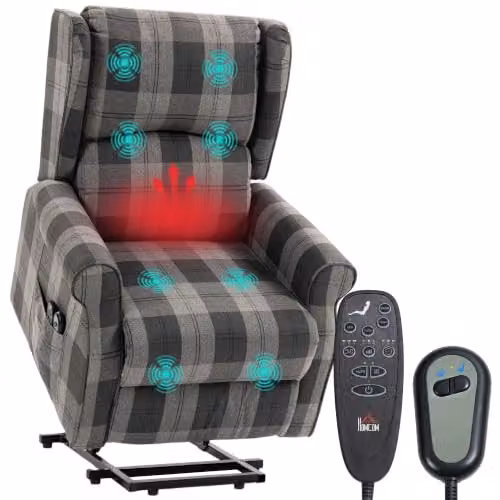 HOMCOM Power Lift Recliner Chair with Massage and Heat in Grey