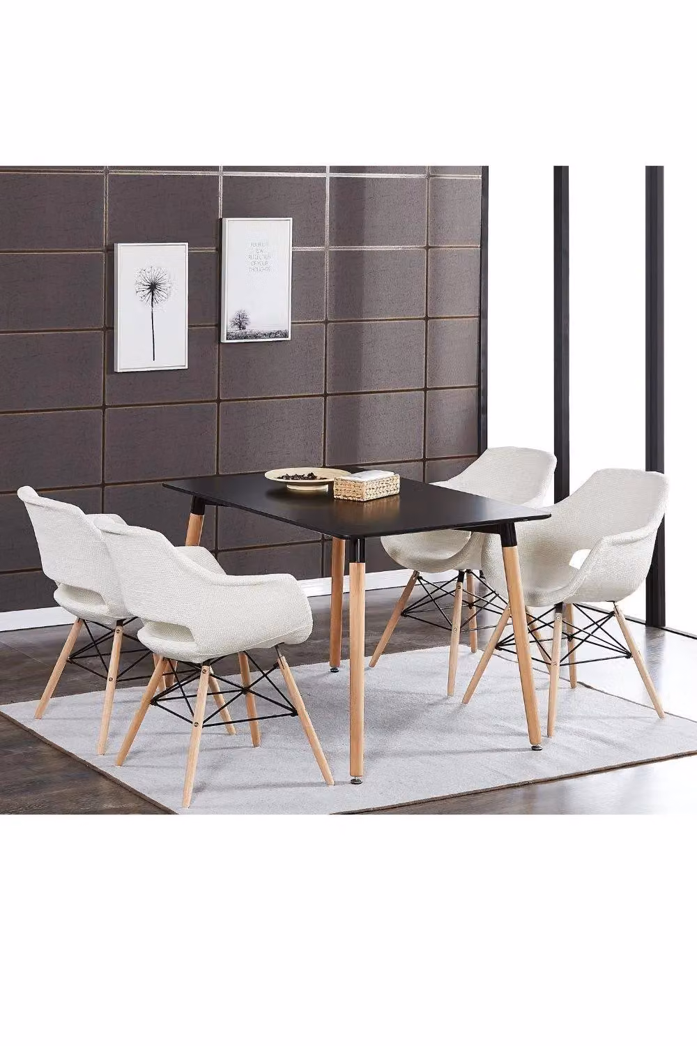 Life Interiors Halo Rectangular Dining Table with Oak Legs in Black or White – 3