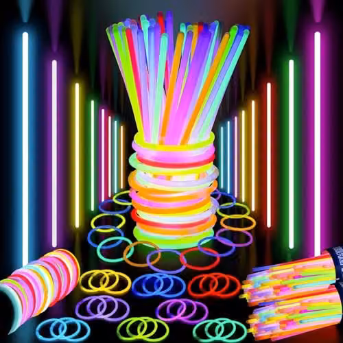 SHATCHI 100-Piece Multicolour Glow Stick Set, 20cm Neon Party Accessories for Kids