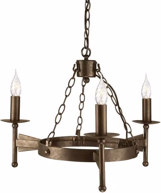 Elstead Cromwell 3 Light Chandelier in Antique Bronze Finish with E14 Sockets