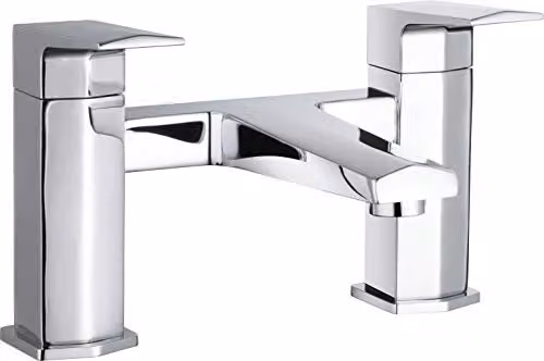 Nuie Hardy HDY303 Modern Deck Mounted Square Bath Filler Tap, Chrome – 1