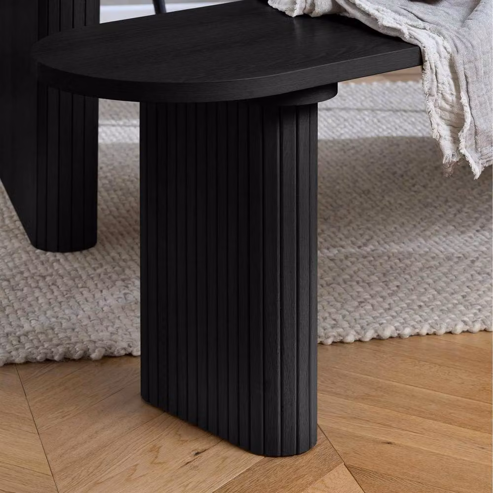 Birlea Axel Oval Fluted Dining Table and 2 Benches in Matt Black – 3