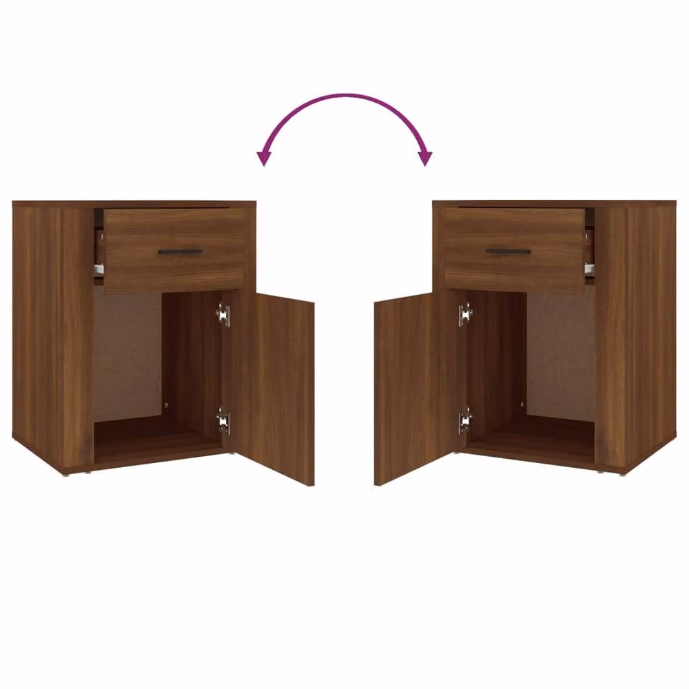 Berkfield Home Brown Oak Bedside Cabinet, W: 50 cm, D: 36 cm, H: 60 cm – 4