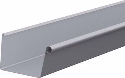 Lindab Rectangular Galvanised Steel Gutter, Silver Metallic, Width: 14 cm, Length: 3 m