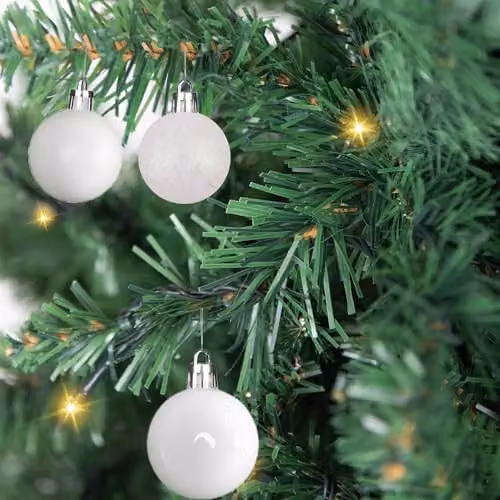 Shatchi Christmas Bauble Hanging Decorations, White and Silver, 24 Pack, Diameter: 3 cm – 4