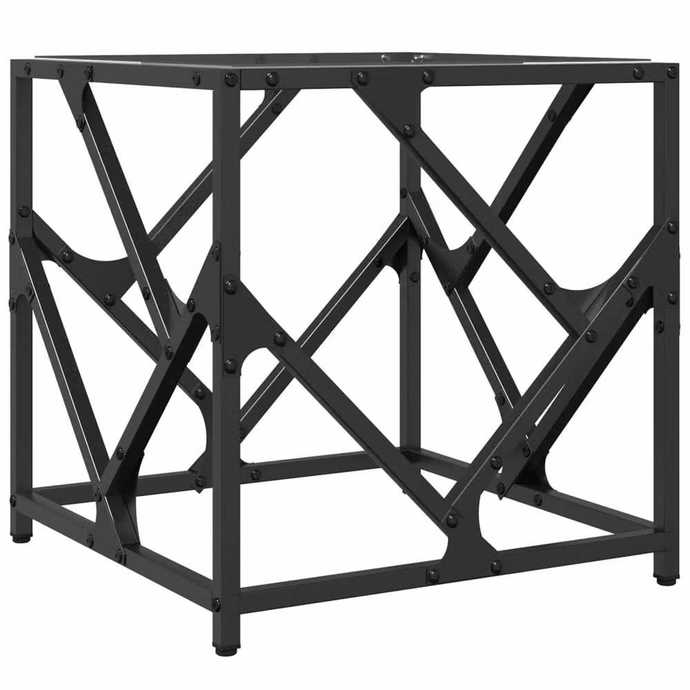 Berkfield Home Modern Square Coffee Table with Transparent Glass Top and Black Steel Frame, W/D/H: 40 x 40 x 41 cm – 2