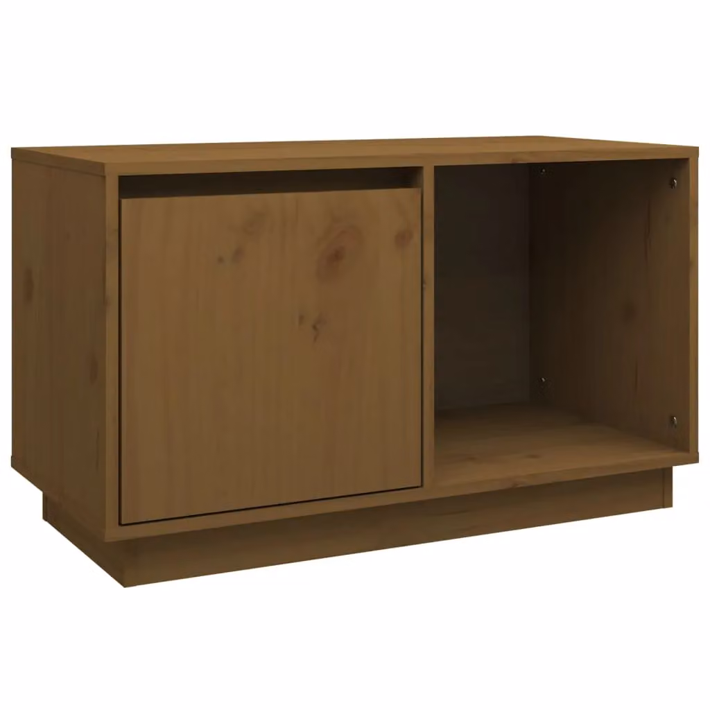 Berkfield Home Rustic Solid Wood Pine TV Cabinet in Brown, W/D/H: 74 x 35 x 44 cm – 2