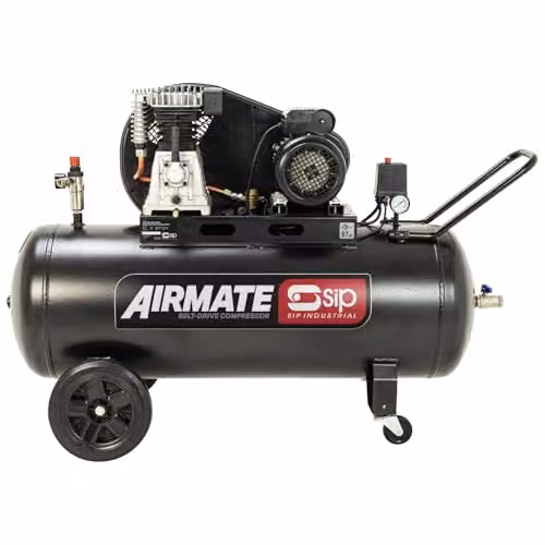 SIP Airmate Belt Drive Air Compressor, 150L, 2.2kW, 230V, Black