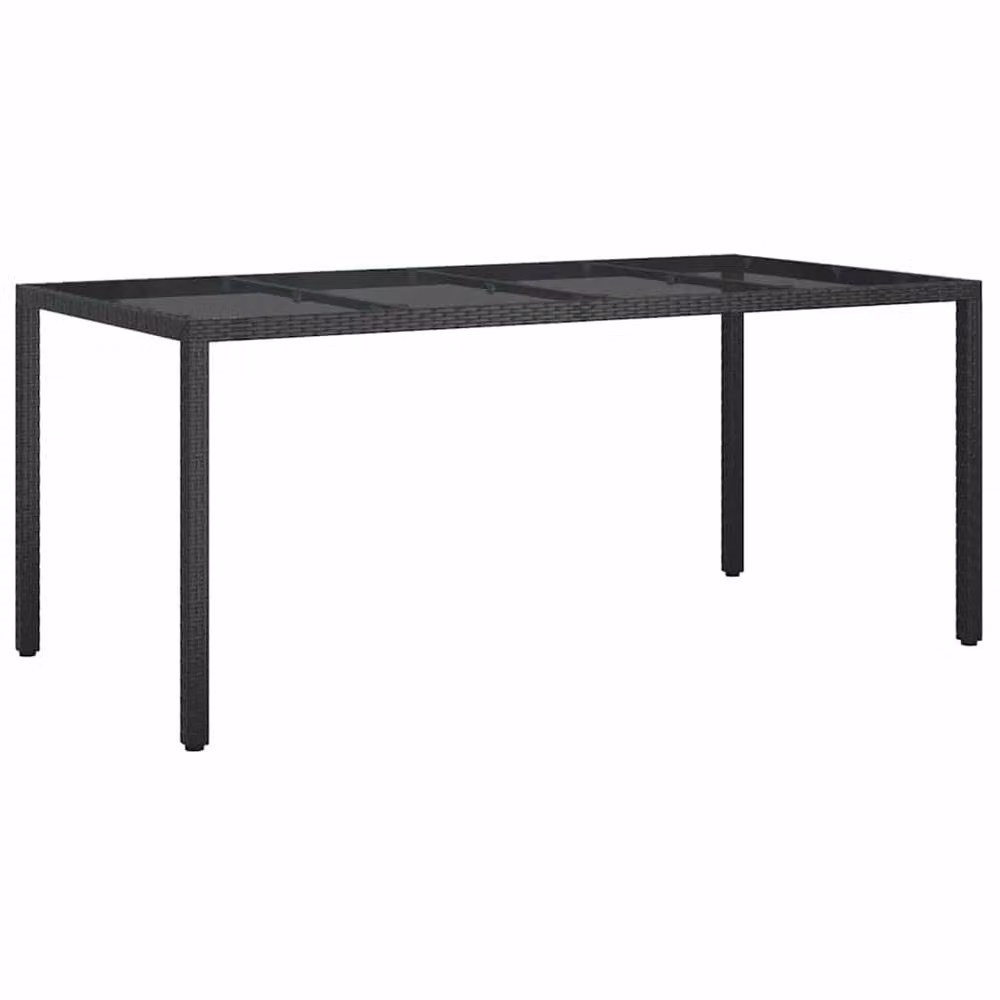 Berkfield Home Modern Garden Dining Table in Black Poly Rattan, W/D/H: 190 x 90 x 75.5 cm – 3