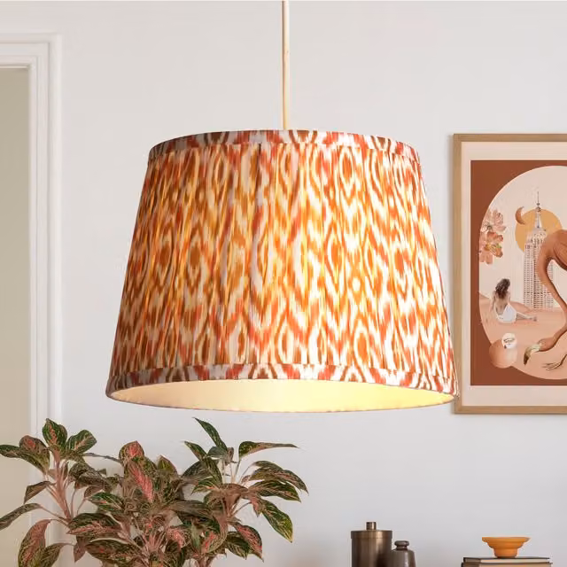 Lighting Collection Mushroom Pleat Printed Fabric Lamp Shade, Multicolour and White, Diameter: 30 cm – 1