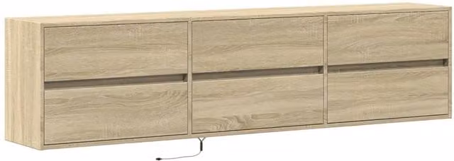 Berkfield Home TV Wall Cabinet with LED in Sonoma Light Oak, W: 180 cm, D: 31 cm, H: 45 cm – 1