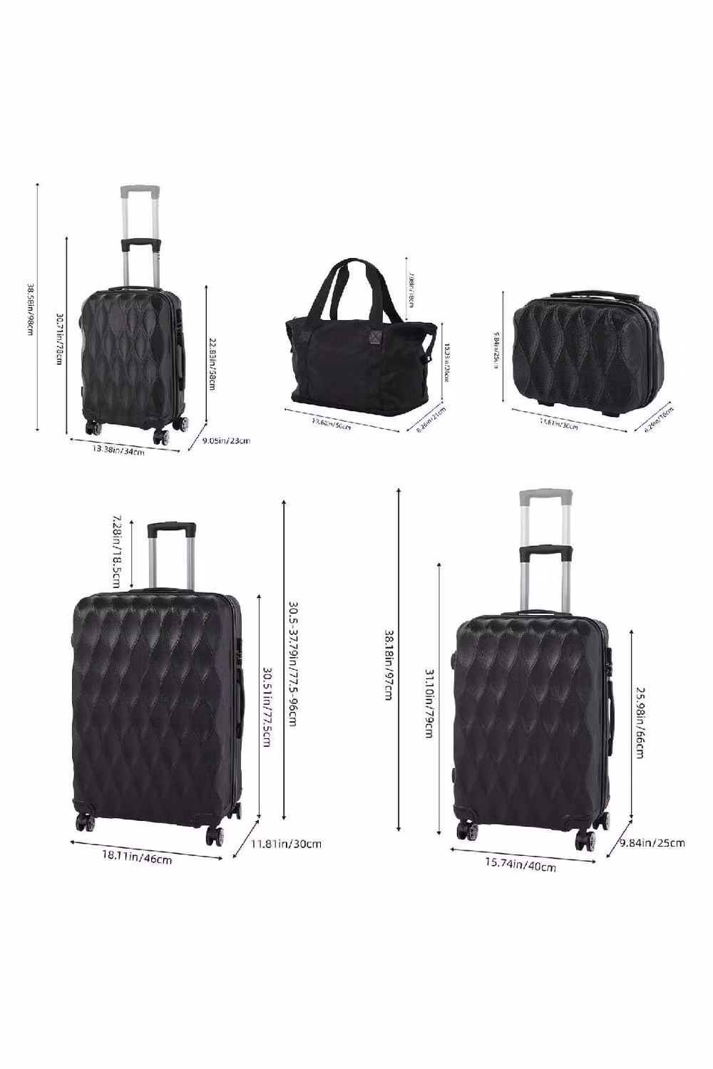 ExtraStar 5-Piece ABS Hardshell Luggage Set with Duffel Bag in Black – 3