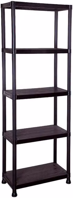 NESTLUNE 5 Tier Black Plastic Shelving Rack Unit, W/D/H: 100 x 15 x 15 cm – 1