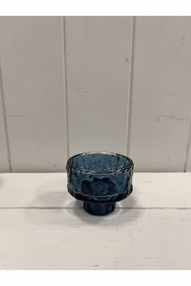 KDMD Blue Textured Abstract Round Tabletop Candle Holder