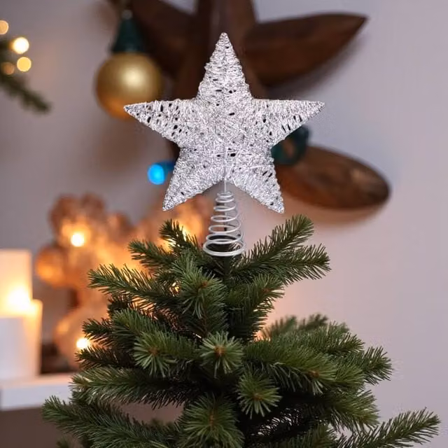Garden Greatness Silver Star Christmas Tree Topper