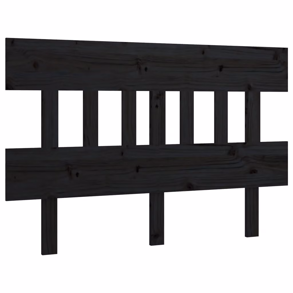 Berkfield Home Rustic Black Solid Pine Wood Bed Headboard W: 143.5 cm, D: 3 cm, H: 81 cm – 2