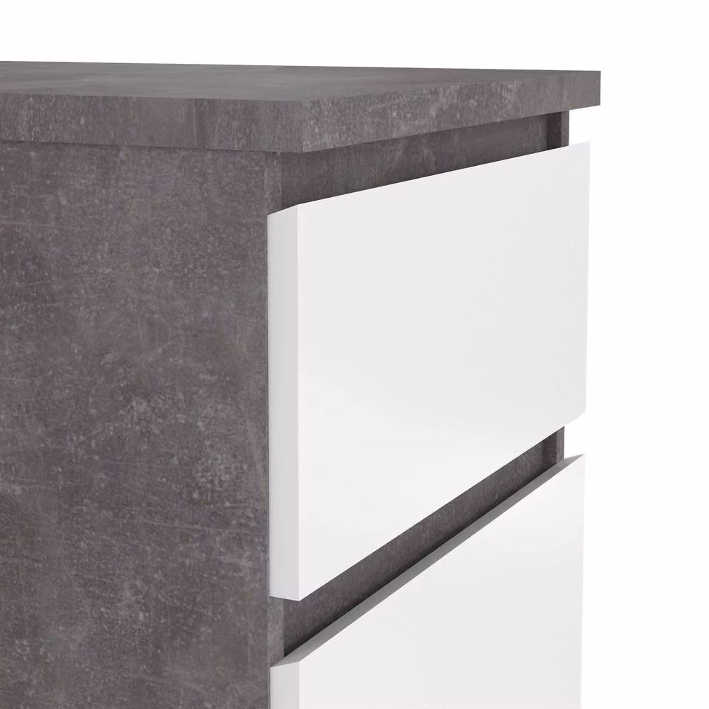 Wyld Haus Budapest Narrow 5 Drawer Chest of Drawers in White and Concrete Effect – 3