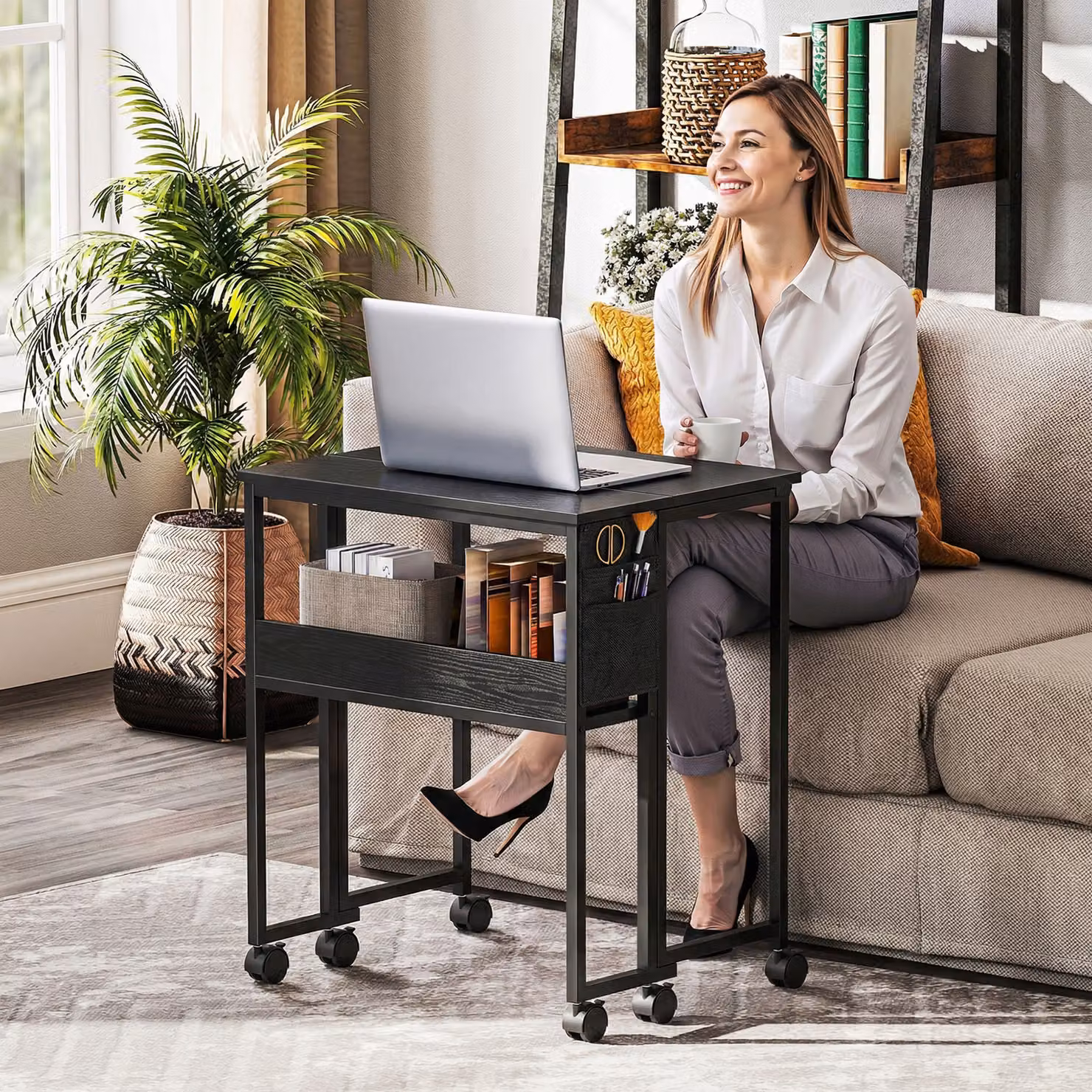 HOMCOM Black Drop Leaf Writing Desk for Home Office – 8
