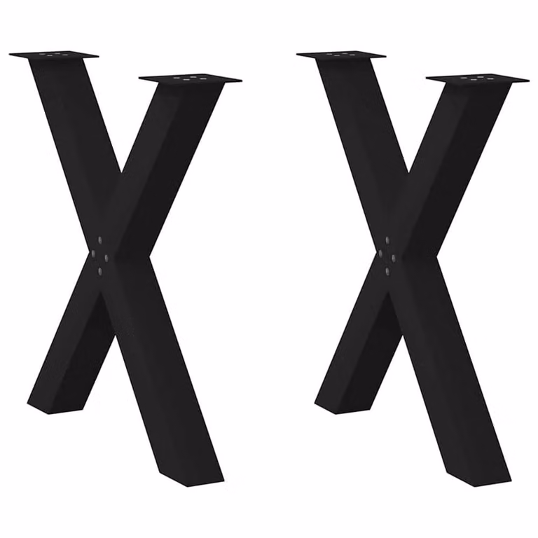 Berkfield Home X-Shaped Dining Table Legs, 2 Piece Set, Black Steel, H: 72.5 cm x W: 80 cm