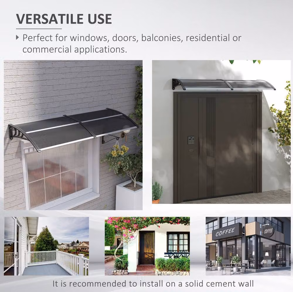 STILVORA Wall-Mounted Steel Door Canopy, Black, W: 196 cm, D: 75 cm – 4