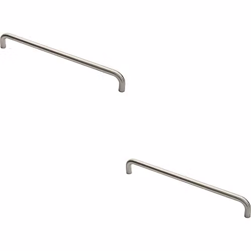 Loops 2-Pack Round D Bar Pull Handles in Brushed Silver Stainless Steel, W: 469 mm, D: 19 mm, Fixing Centres: 450 mm