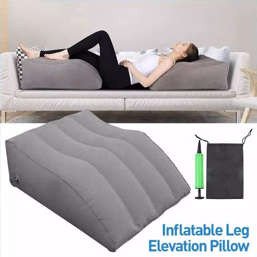 FLAVORA Inflatable Leg Elevation Wedge Pillow in Grey, Cot Size – 5