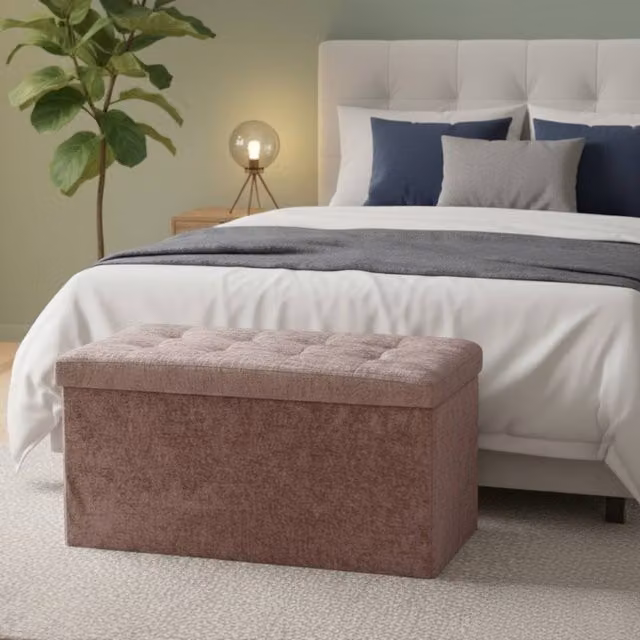 Snug City Large Pink Crushed Velvet Rectangle Storage Box with Lid