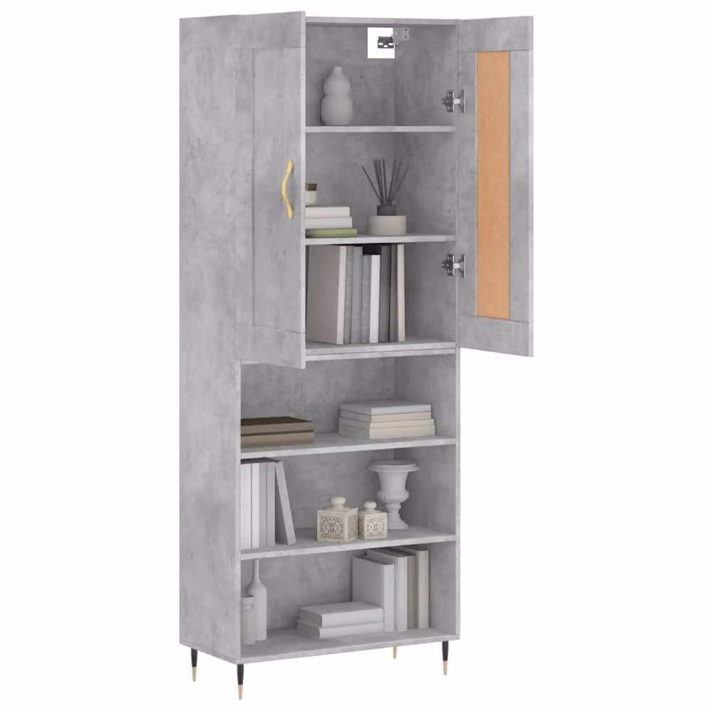 Berkfield Home Highboard in Concrete Grey, W/D/H: 69.5 x 34 x 180 cm – 2
