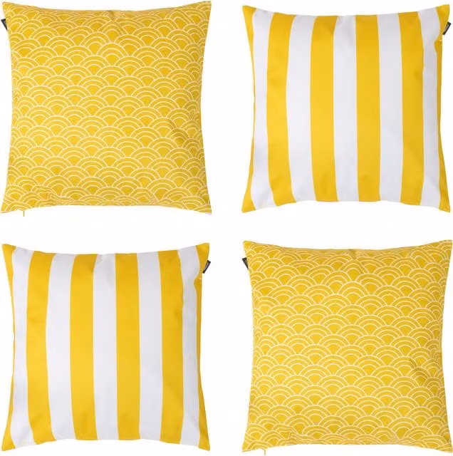 Veeva Yellow Striped Square Outdoor Cushion Set of 4