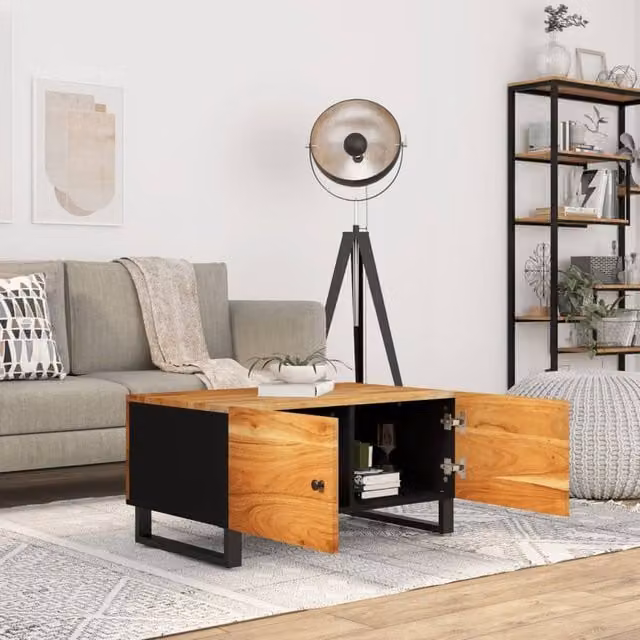 Berkfield Home Beautiful Coffee Table in Brown, Acacia and Engineered Wood, W: 80 cm, D: 50 cm, H: 40 cm
