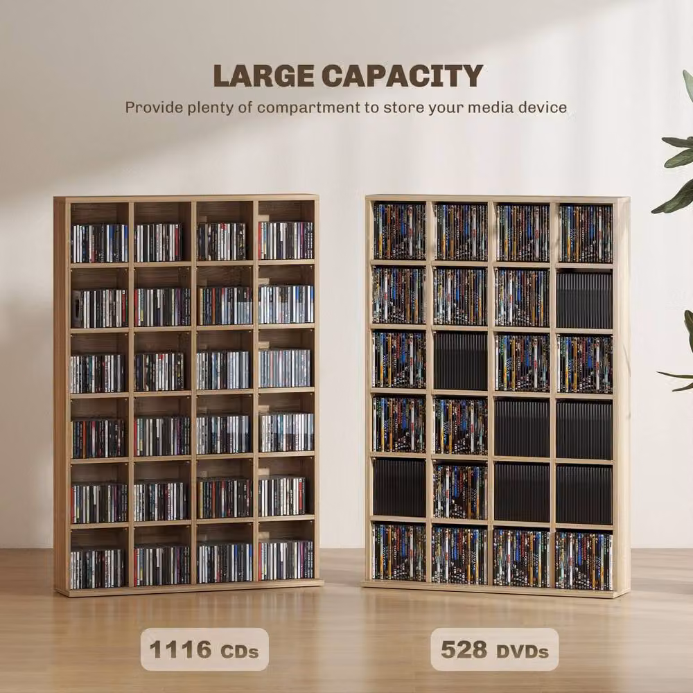 Wyld Haus Sifato Natural Wood CD Storage Cabinet, Brown, W/H: 89 x 130.5 cm – 6