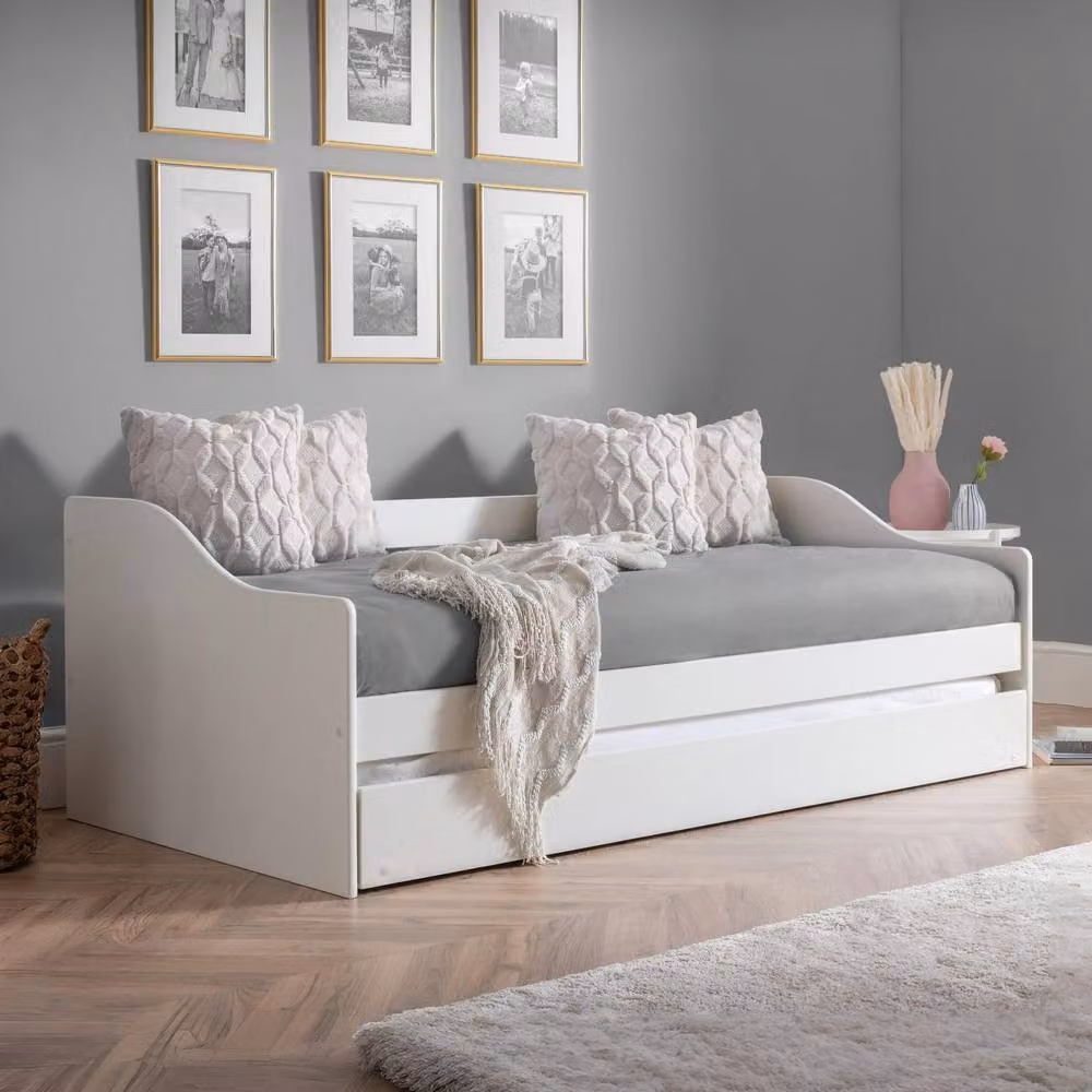 Cheshire Redwood Modern Single Daybed in White with Drawers, W/D/H: 90 x 200 cm – 2