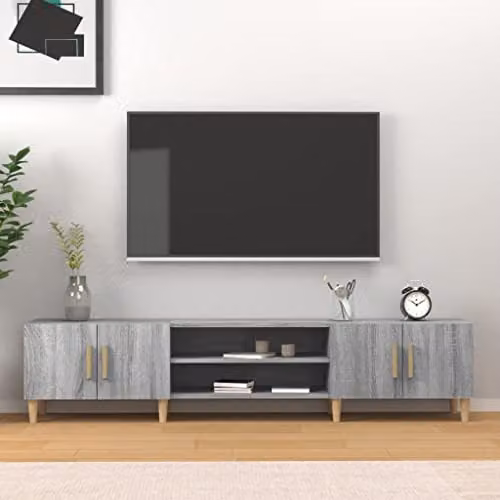 vidaXL Modern TV Cabinet in Grey Sonoma Engineered Wood with Door and Media Compartments, W/D/H: 180 x 40 x 31.5 cm – 2