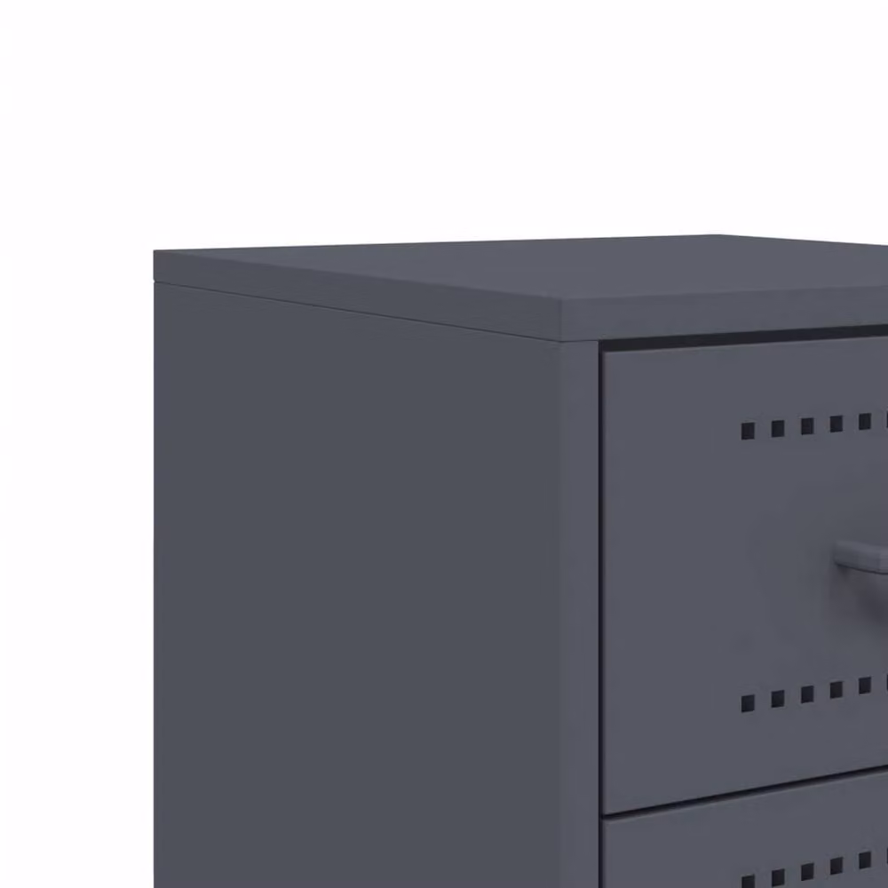 Berkfield Home Durable Metal Bedside Cabinets, 2 Pack, Anthracite Grey, W/D/H: 36 x 39 x 60.5 cm – 4