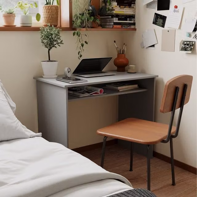 HOMCOM Modern Home Office Computer Desk with Storage in Grey