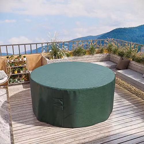 Outsunny Waterproof Round Garden Furniture Cover in Green, Diameter: 193 cm, Height: 80 cm – 3